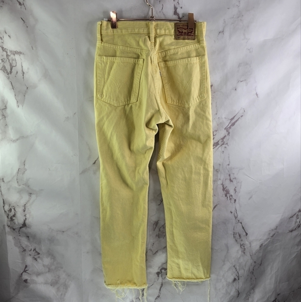 Levis Jeans Womens 25 26X26 Yellow 501 Ankle Raw Hem Button Fly High Rise